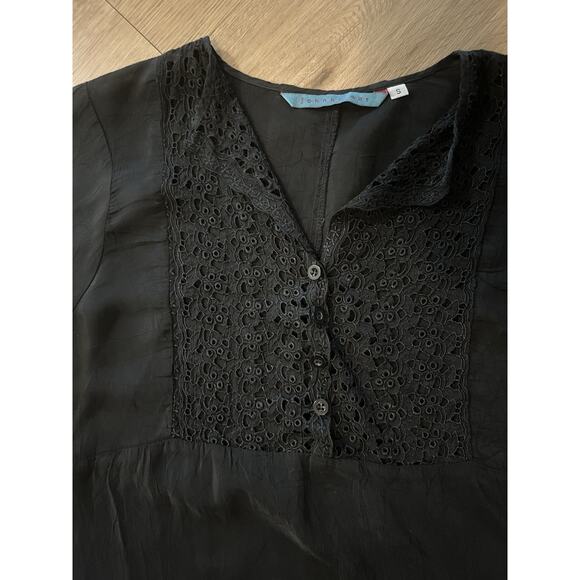 Johnny Was Sheer Crinkle Blouse W/ Lace Front & Sleeves - Size Small - Picture 3 of 6